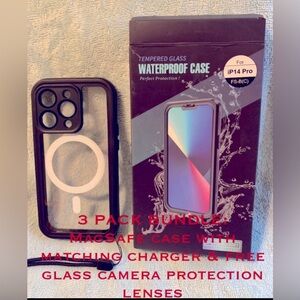 DEAL! IPhone 14Pro 3 Piece MagSafe Bundle! WaterProof case, charger, camera lens